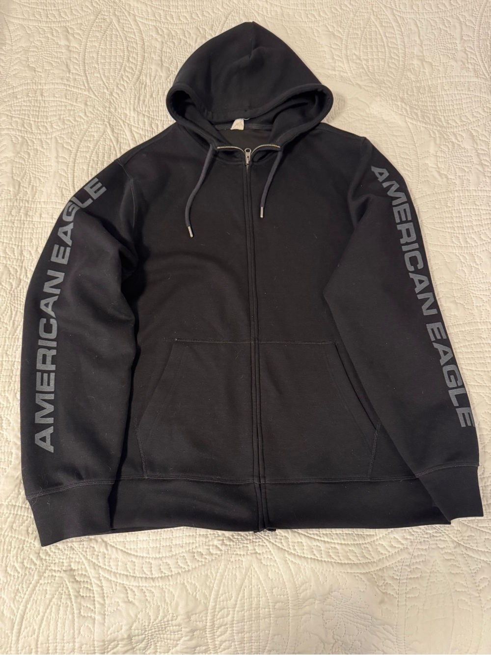 American Eagle Outfitters Black Hoodie with Branded Neck Tag